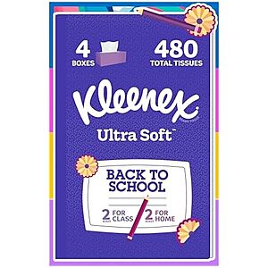 4-Pack 120-Count Kleenex Ultra Soft 3-Ply Facial Tissues $4.40 w/ S&S + Free Shipping w/ Prime or on orders over $35