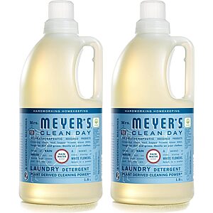 2-Pack 64-Oz Mrs Meyer's Clean Day Liquid Laundry Detergent (Rain Water) $14.61 w/ S&S + Free Shipping w/ Prime or on orders over $35