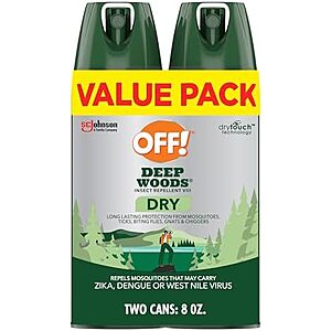 2-Pk 4-Oz Off! Deep Woods Insect Repellent Dry Aerosol Spray (Non-Greasy) $5.60 w/ S&S