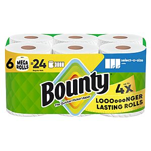 6-Pack Bounty Mega Paper Towels $18.96 w/ S&S + Free Shipping w/ Prime or on orders over $35