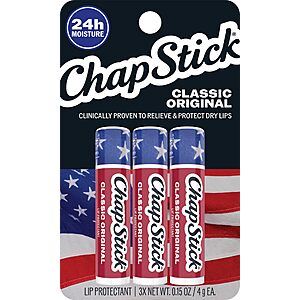 3-Count 0.15-Oz ChapStick Lip Balm (Classic Original Americana) $3.13 w/ S&S + Free Shipping w/ Prime or on orders over $35