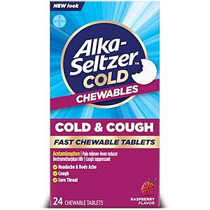 24-Ct Alka-Seltzer Plus Cough & Sore Throat Fizzy Chews (Raspberry) $3.30 w/ S&S
