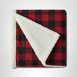 50" x 60" Eddie Bauer Sherpa Reversible Throw Blanket (Cabin Plaid Red) $8 + Free Shipping w/ Prime or on orders over $35
