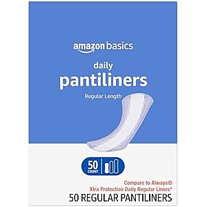 Prime: 50-Count Amazon Basics Daily Pantiliner (Regular Length) $2.04 w/ S&S + Free Shipping