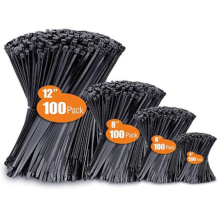 400-Pack Black Cable Zip Ties (Various Sizes) $5 + Free Shipping w/ Prime or on orders over $35