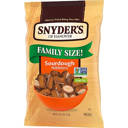 16-Oz Snyder's of Hanover Sourdough Nibblers Pretzels $2.27 w/ S&S + Free Shipping w/ Prime or on orders over $35
