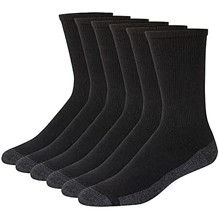 6-Pack Hanes Men's Max Cushioned Crew Socks (Black/Grey) $6.51 + Free Shipping w/ Prime or on orders over $35