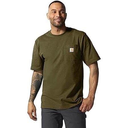 Carhartt Mens Loose Fit Heavyweight Short-Sleeve Pocket T-Shirt (Dark Bronzed Green Heather) $12 + Free Shipping w/ Prime or on orders over $35
