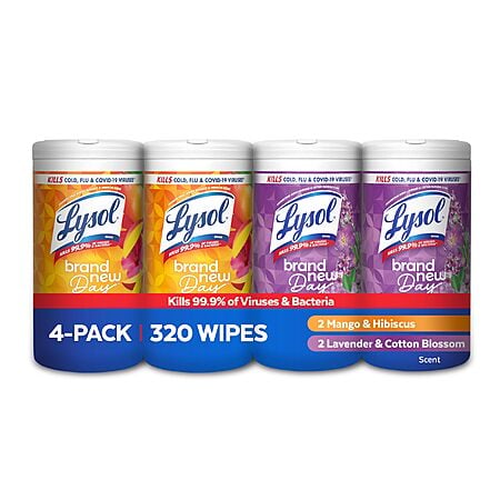 4-Pack 80-Count Lysol Disinfectant Wipes Bundle (Mango + Lavender) $11.38 w/ S&S + Free Shipping w/ Prime or on orders over $35
