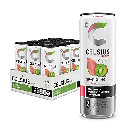 12-Pack 12-Oz Celsius Essential Energy Drink (Sparkling Kiwi Guava) $14.25 w/ S&S + Free Shipping w/ Prime or on orders over $35