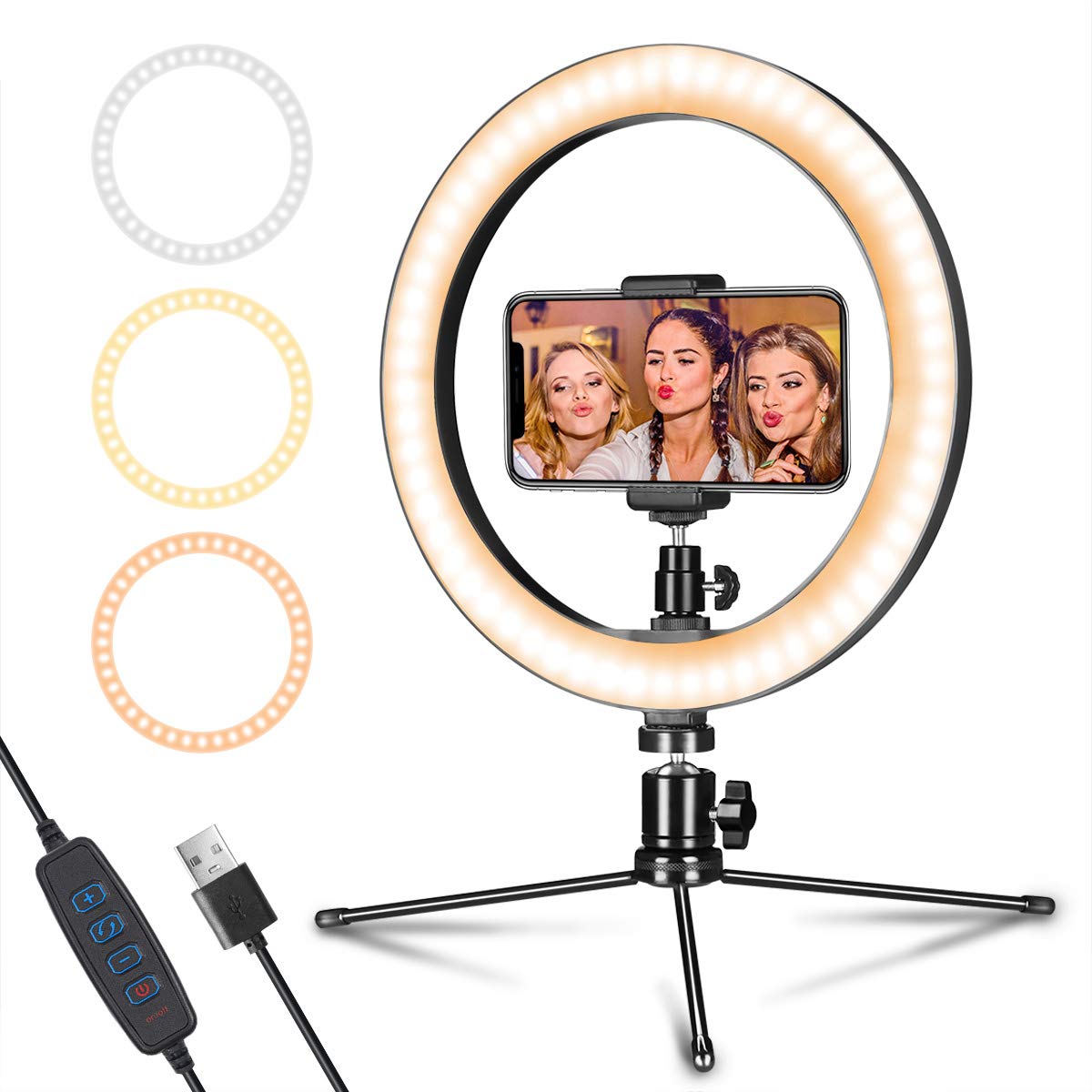 10" LED Selfie Ring Light w/ Tripod Stand and Cellphone Holder $22.07 + Free Shipping w/ Prime or on $25+