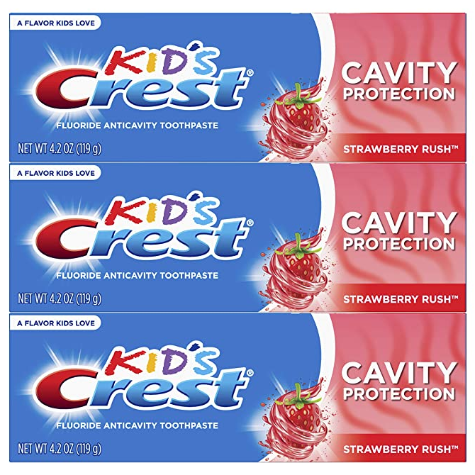 3-Pack 4.2-Oz Crest Kid's Fluoride Toothpaste (Strawberry Rush) $3.96 ($1.32 each) w/ S&S + Free Shipping w/ Prime or on orders over $25