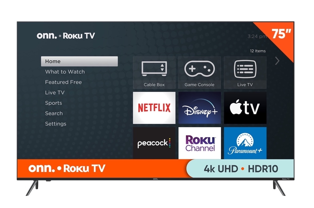 onn. 75” Class 4K UHD (2160P) LED Frameless Roku Smart TV (100044717) - $498.00