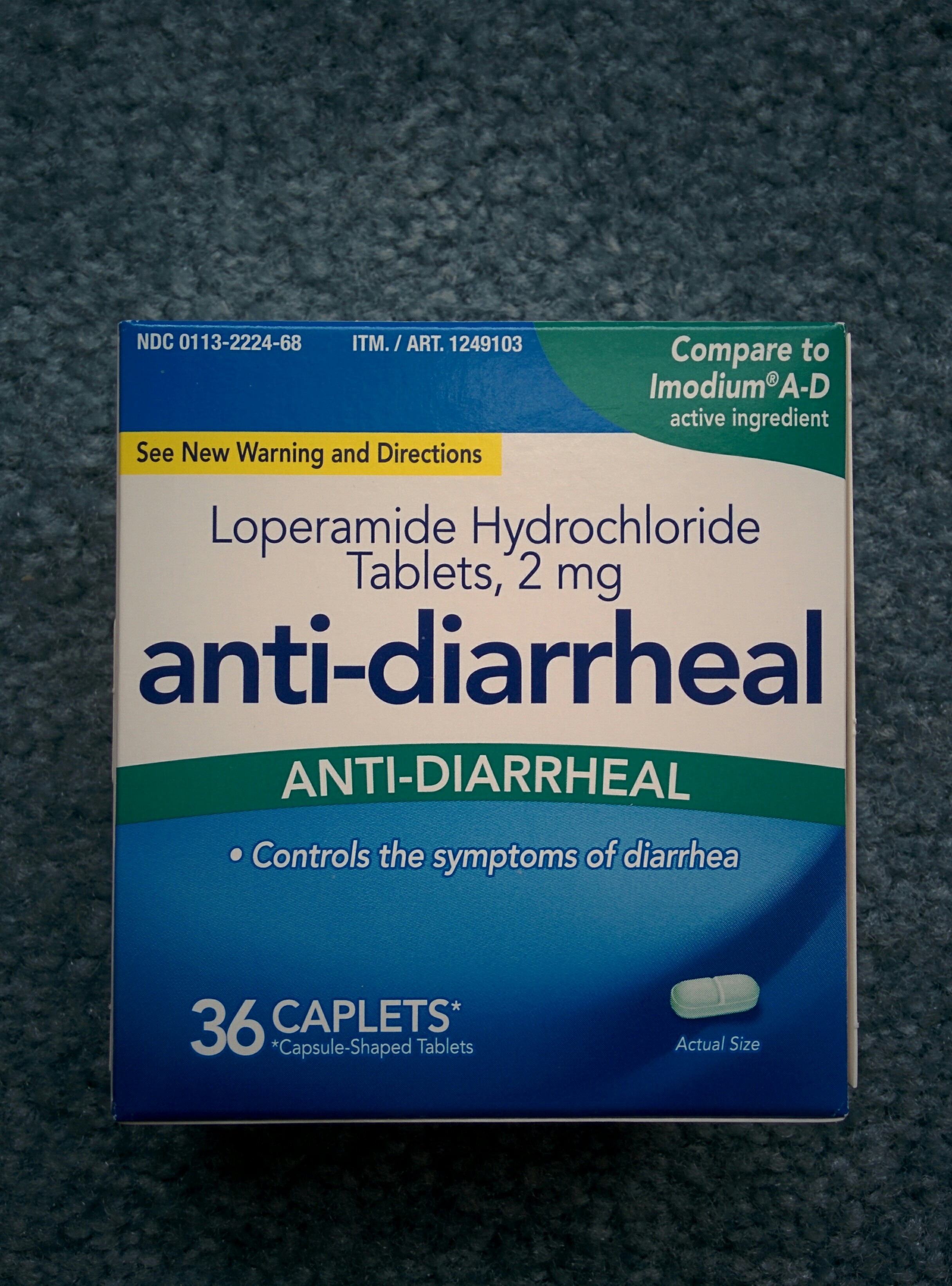 Loperamide Hydrochloride Tablets, Anti-Diarrheal, 2 mg, 36 caplets $1.29