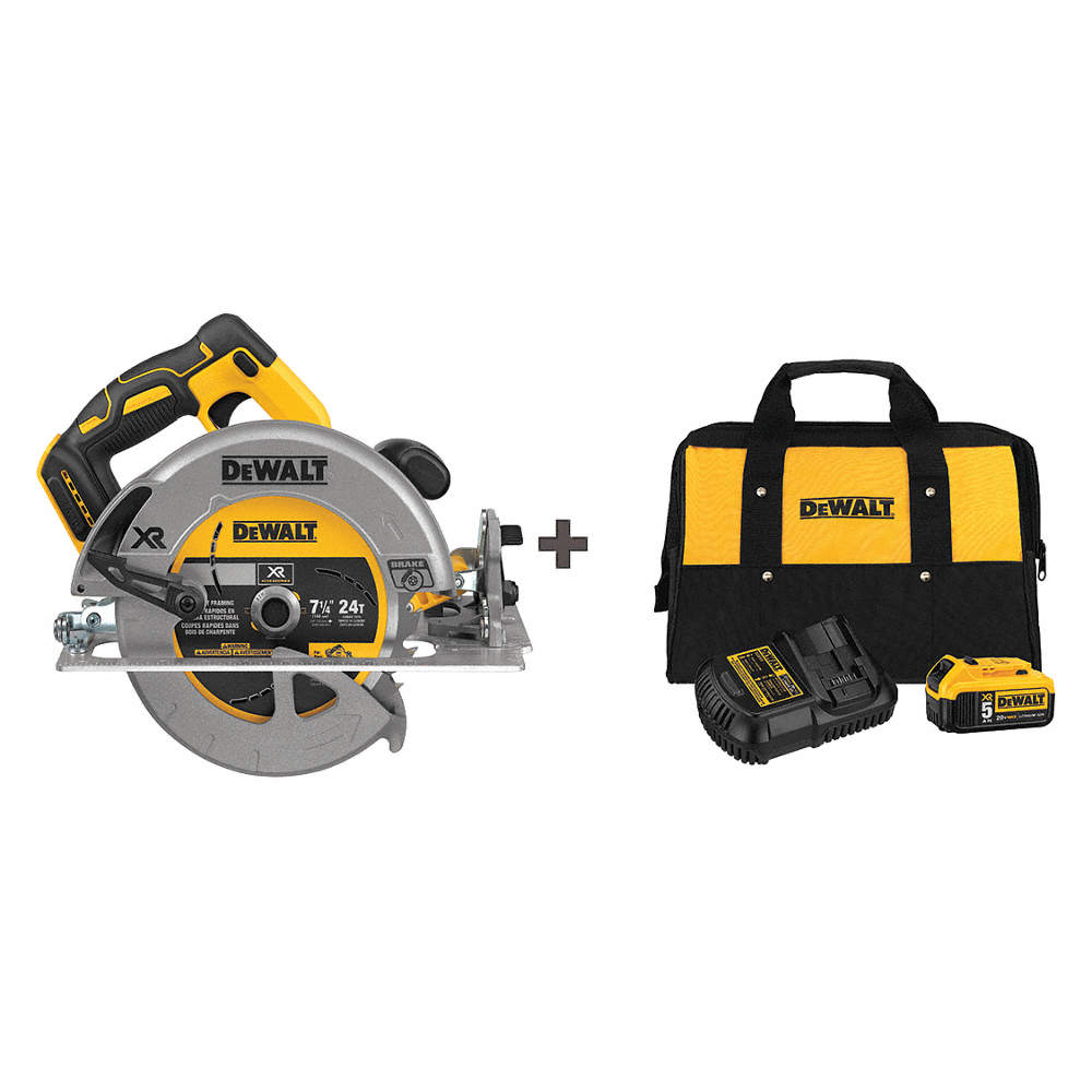 DeWalt 7 1/4 in 20V MAX Brushless Circular Saw + 5 Ah battery kit $185.52