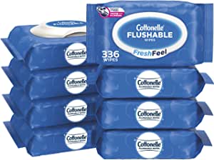 Cottonelle FreshFeel Flushable Wet Wipes for Adults and Kids, 8 Flip-Top Packs, 42 Wipes per Pack (336 Wipes Total): $12.27 or lower