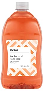 2 pack 56oz Amazon Brand - Solimo Antibacterial Liquid Hand Soap Refill, Light Moisturizing, Triclosan-Free: $8.25 or lower