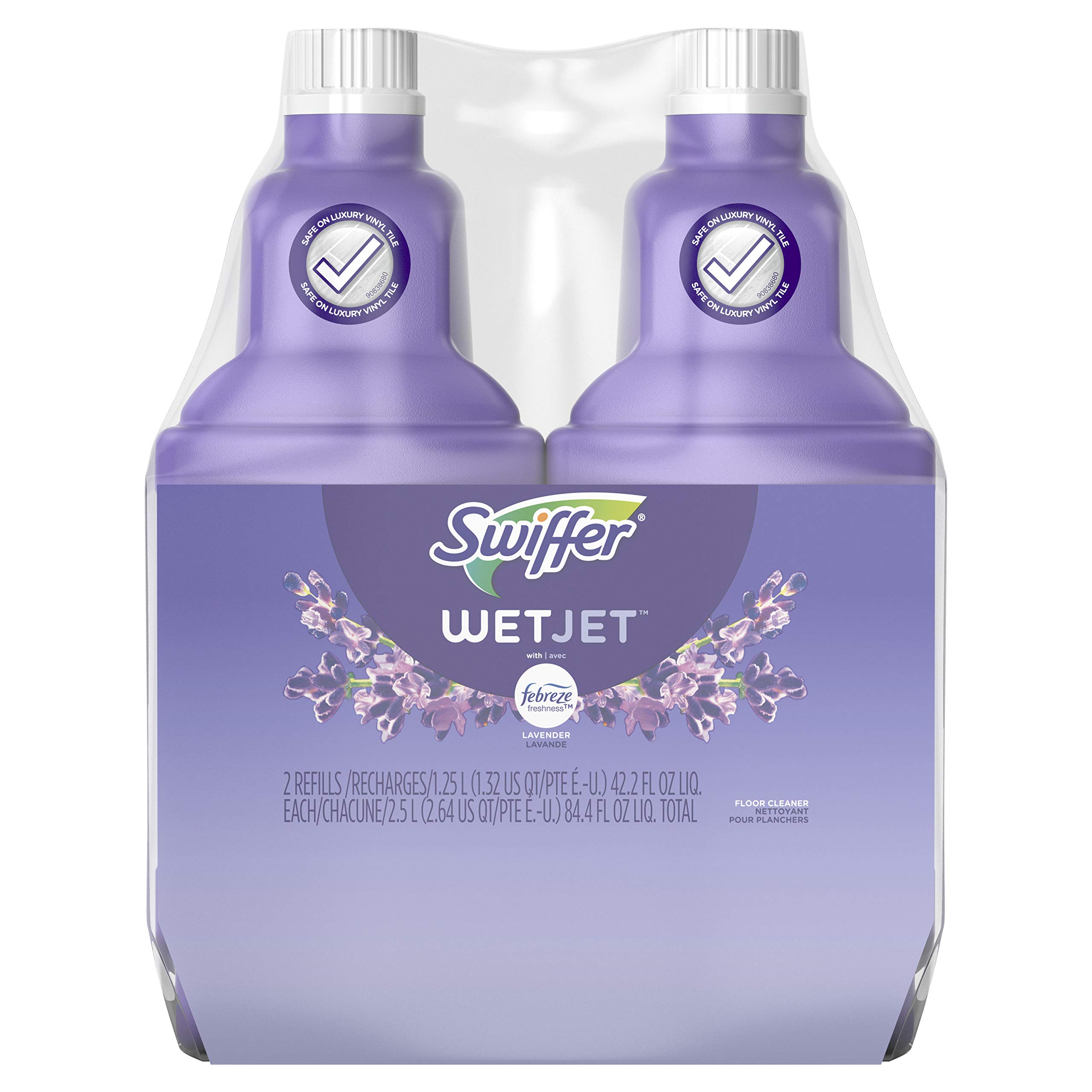 2 pack 1.25 liter Swiffer WetJet Multi-Purpose Floor Cleaner Solution with Febreze Refill, Lavender Vanilla and Comfort Scent: $6.76 or lower