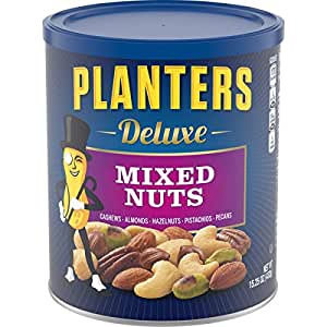 15.25oz PLANTERS Deluxe Mixed Nuts with Hazelnuts (Cashews, Almonds, Hazelnuts, Pistachios & Pecans Roasted in Peanut Oil with Sea Salt ):$7.45 or lower