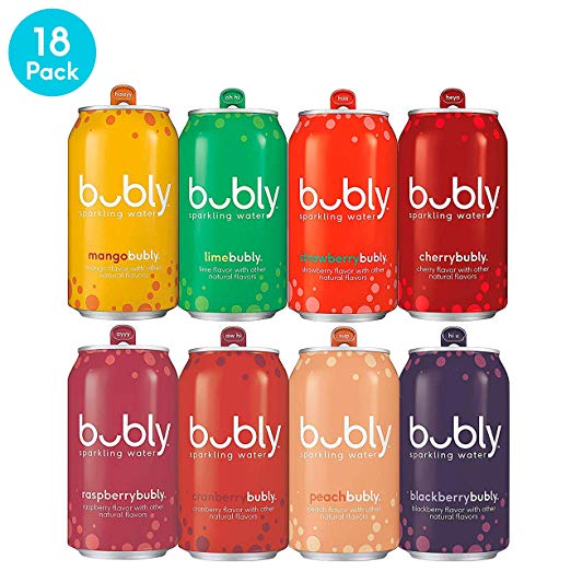 bubly Sparkling Water, Berry Bliss Sampler, 12 Fluid Ounces Cans, (Pack of 18) : $7.09 or less w/S&S