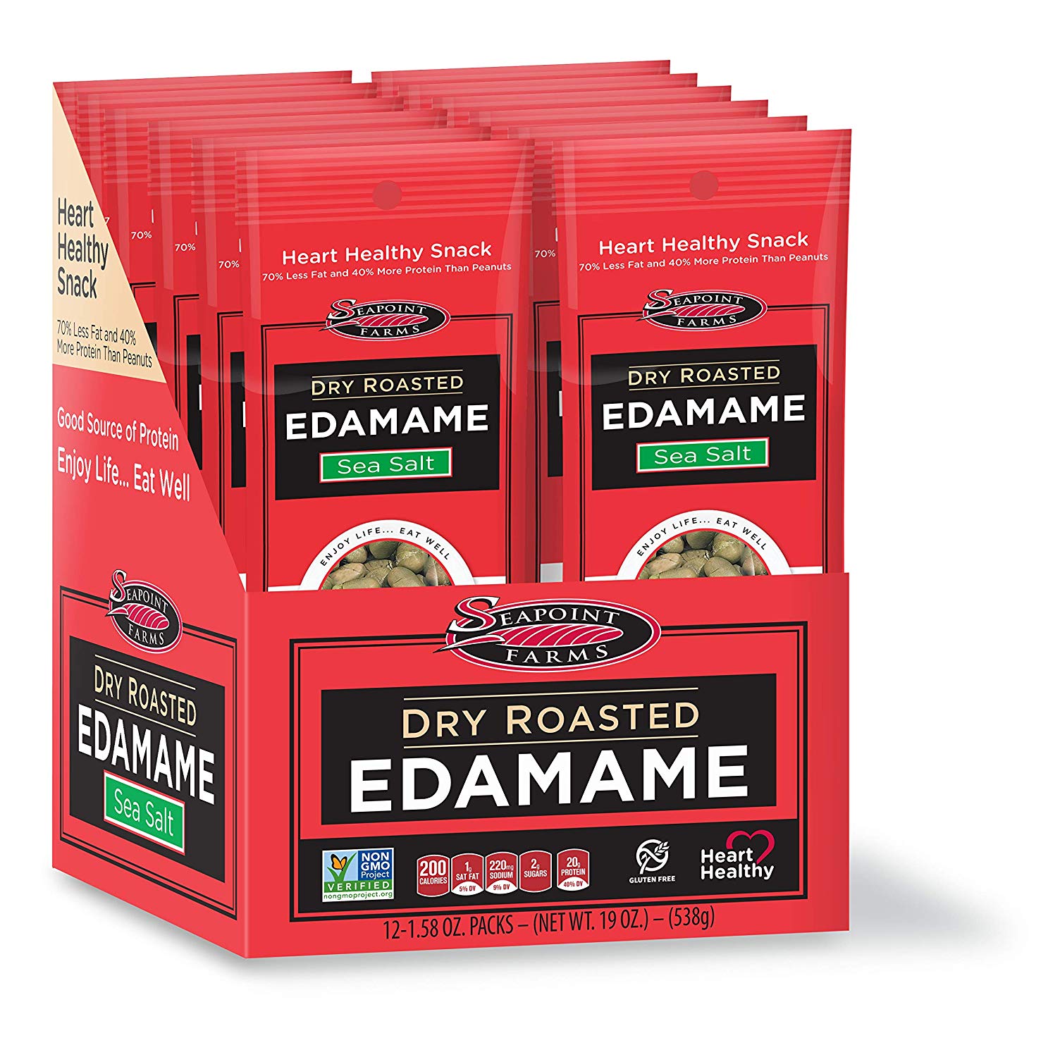 Seapoint Farms Sea Salt Dry Roasted Edamame, Healthy Snacks, 1.58 oz, 12-Pack: $10.15 or less w/S&S