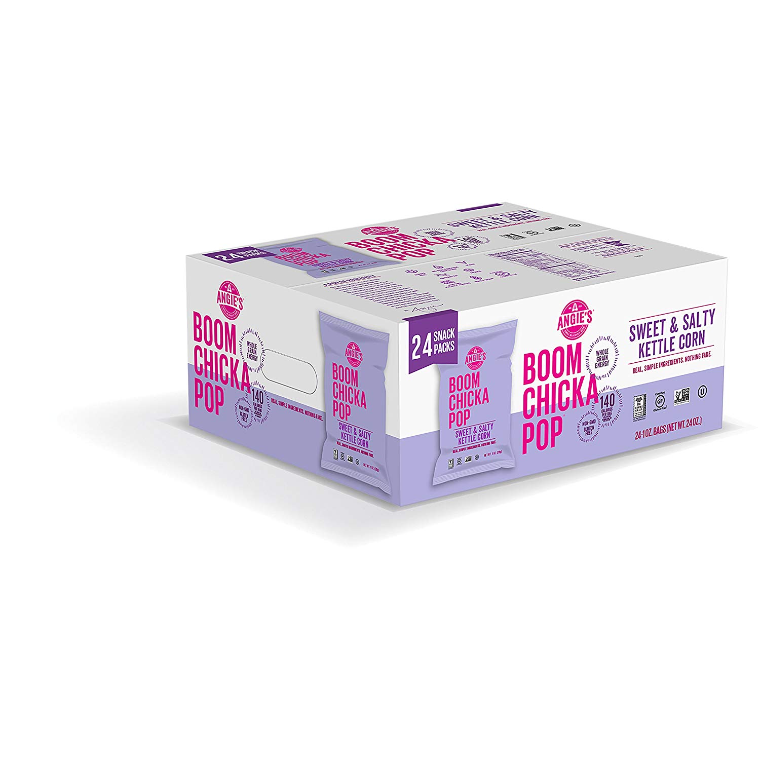 24 count Angie's BOOMCHICKAPOP Gluten Free Sweet and Salty Kettle Corn, 1 Ounce Vegan Snack Pack Bags: $10.98 + FS w/Prime