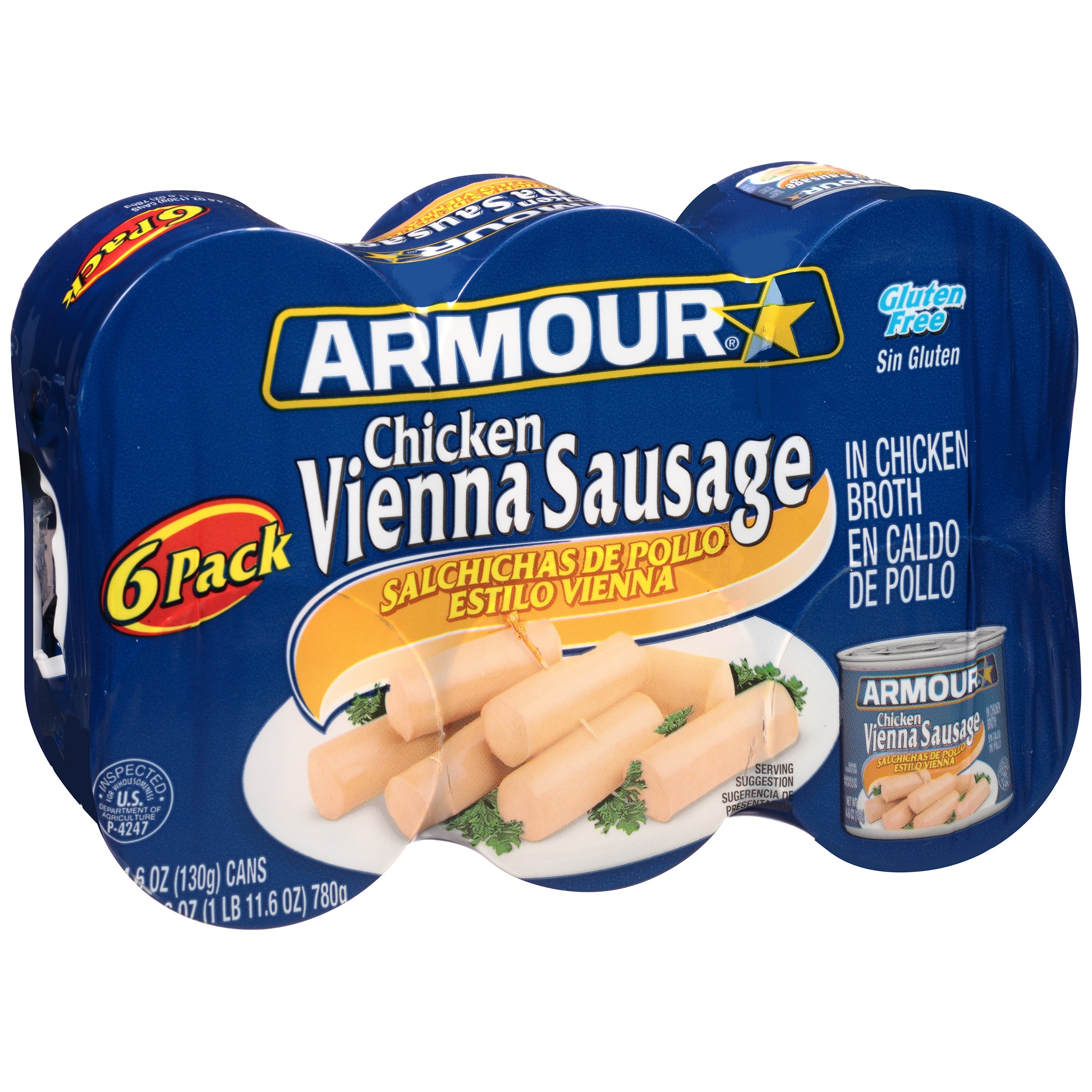 6 pack Armour Vienna Sausage, Chicken, Keto Friendly, 4.6 Oz: $2.83 or less...