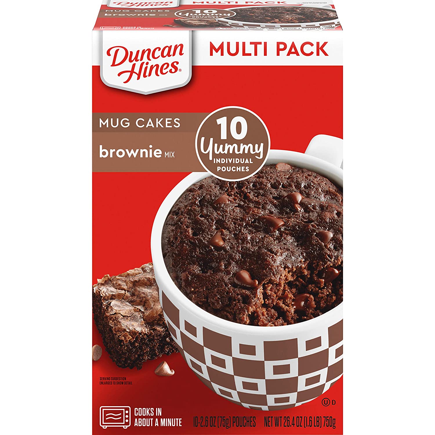4 count Duncan Hines Mug Cakes Walnut Brownie Mix,  2.2 OZ Pouches: $1.66, 2.6 OZ (10) $5.21 or less w/S&S