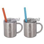 Housavvy 2 Pack of 10 Oz, Rabbit Stainless Steel Cup Set with Lids and Straws $12.59
