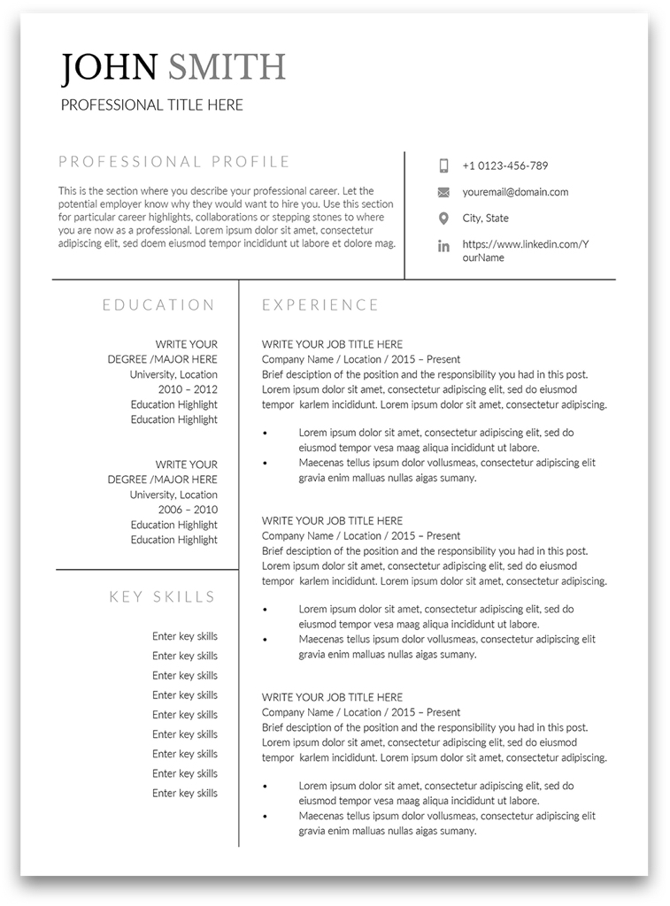 Free Resume Template Download