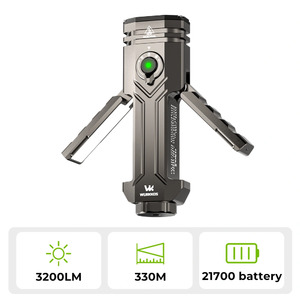 【New Release】Wurkkos HD02 | Magnetic Foldable Flashlight with Quad Beam, 3200 Lumens, Spotlight/UV Light/Green Laser& Wing Light | Powerbank $64.99