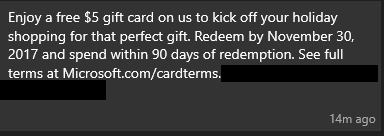 Ymmv Free Xbox 5 Gift Card Delivered Via Xbox Live Message System