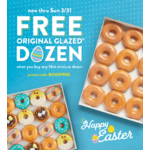 FREE  Krispy Kreme Original Glazed® Dozen when you buy any 16ct minis or dozen.