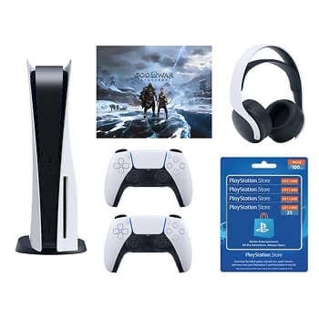 Sony PlayStation 5 Console – God of War Ragnarok $799. Additional DualSense Wireless Controller Sony Pulse Wireless Headset PlayStation Store $100 (4 x $25) Gift Cards
