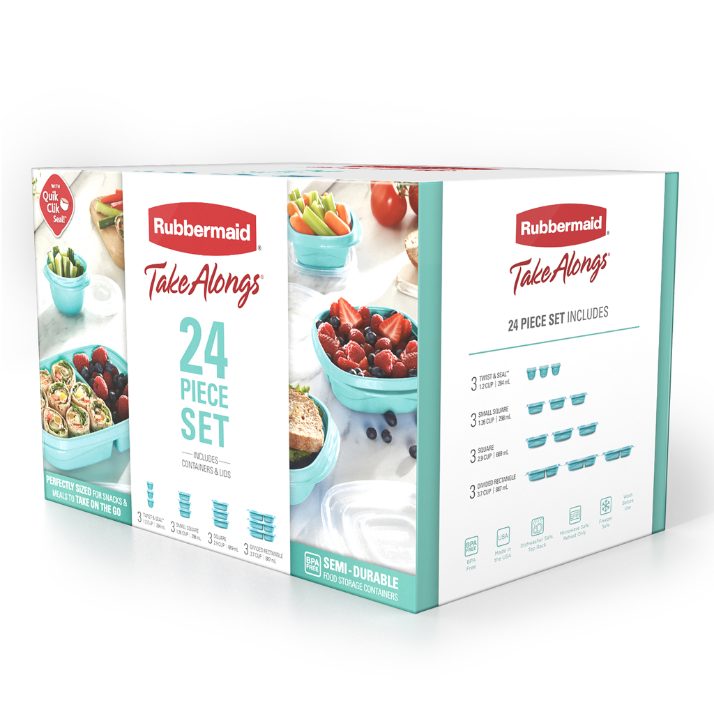 Rubbermaid TakeAlongs Meal Prep 24- Piece Food Storage Containers, Teal - only $3.50 in Walmart - In store only deal - $3.50