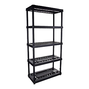 YMMV: HDX 5 Tier Plastic Garage Storage Unit in Black (36 in, W x 73.5 in H x 18 in. D) 999-9218BB5 - $7.80 at Home Depot