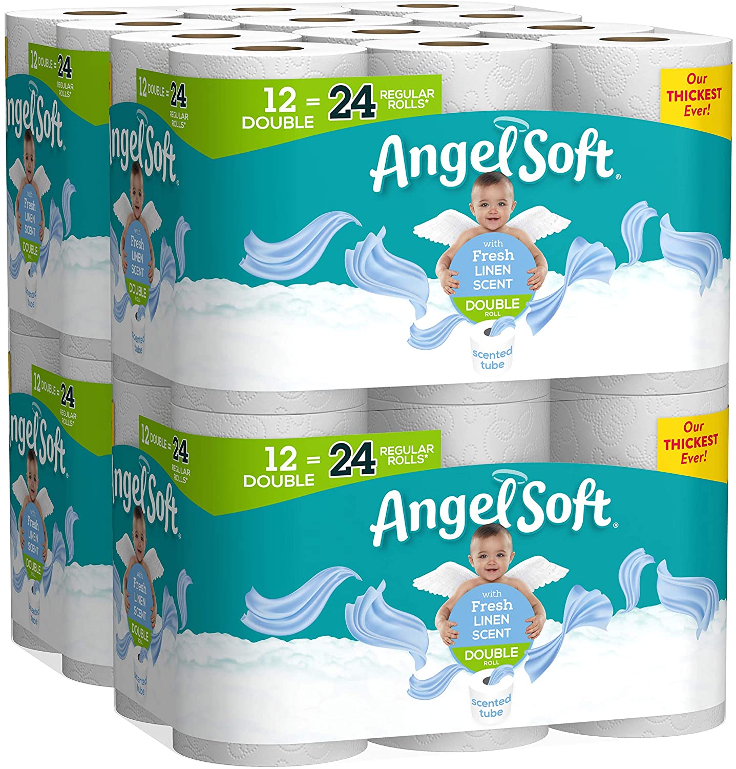 Angel Soft Toilet Paper, Linen Scent, Double Rolls, Bath Tissue, 12 Count of 214 Sheets Per Roll, Pack of 4, White (79373)  for $23 + free shipping w/ Prime