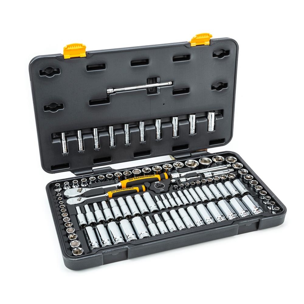 GEARWRENCH 1/4 in. and 3/8 in. Drive 6-Point Standard & Deep SAE/Metric 90-Tooth Ratchet and Socket Mechanics Tool Set (106-Piece)-83001 - $99.00
