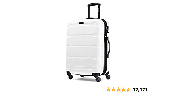 Samsonite Omni PC Hardside Expandable Luggage with Spinner Wheels, White, Checked-Medium 24-Inch - $90.19