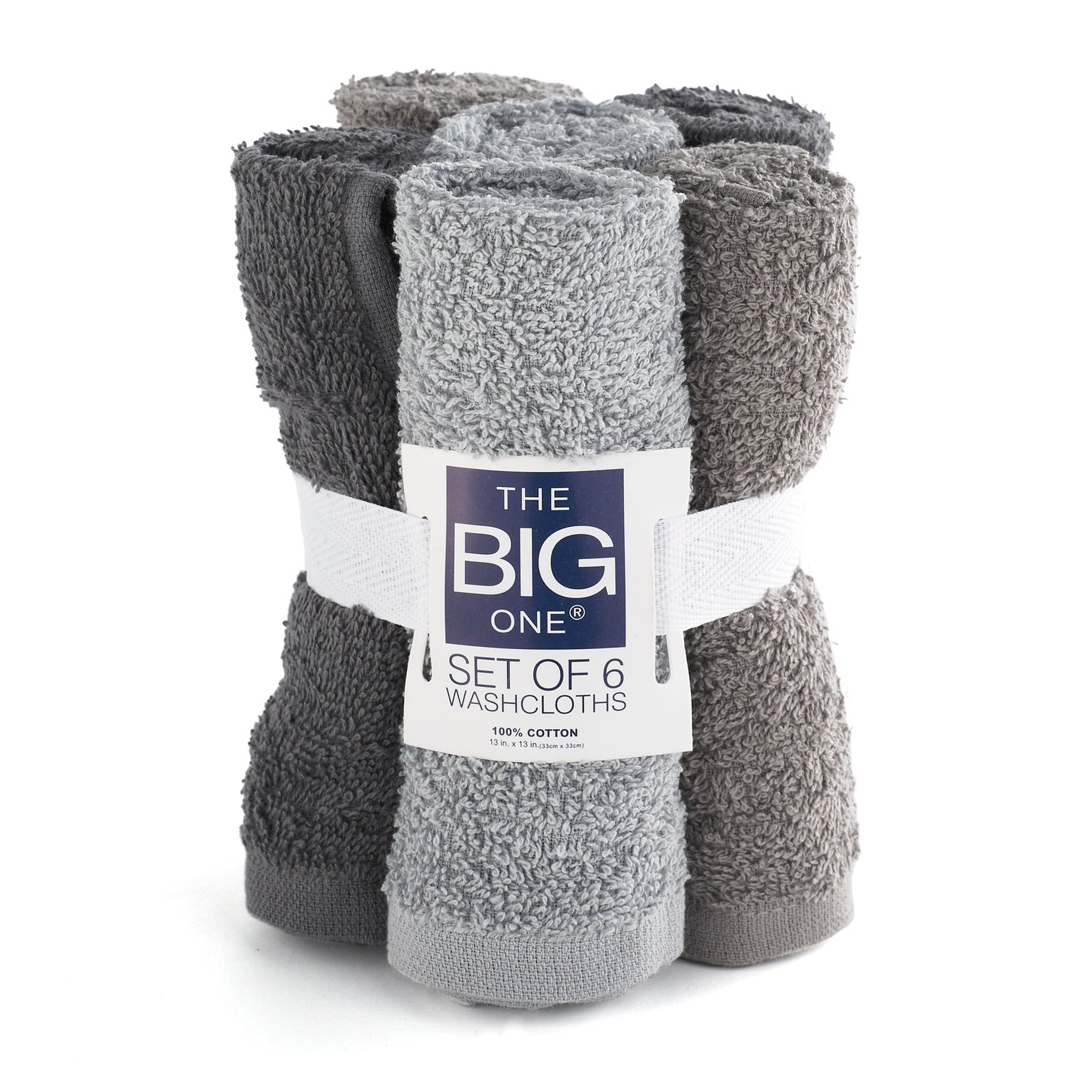 6-Pack The Big One Solid Washcloths (3 Colors) for $3.19