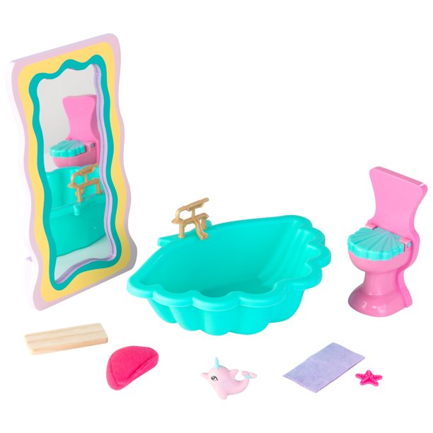 KidKraft KidKraft Rainbow Dreamers Seashell Bathroom Dollhouse Furniture with 8 Pieces $5