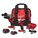 Milwaukee 2893-22CX at Home Depot - M18 Brushless 2 Tool combo kit (Hammer Drill and Impact Driver) + Red Lithium CP2.0 and Red Lithium XC4.0 with Charger and Bag $210  YMMV