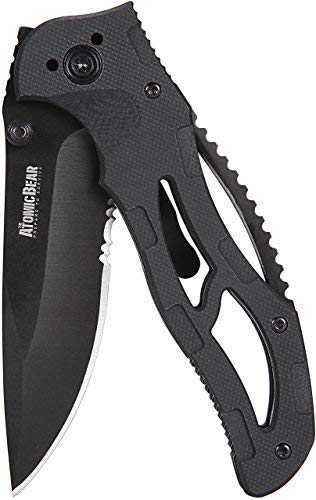 The Atomic Bear Folding Knife with Half Serrated Stainless Steel Blade $3