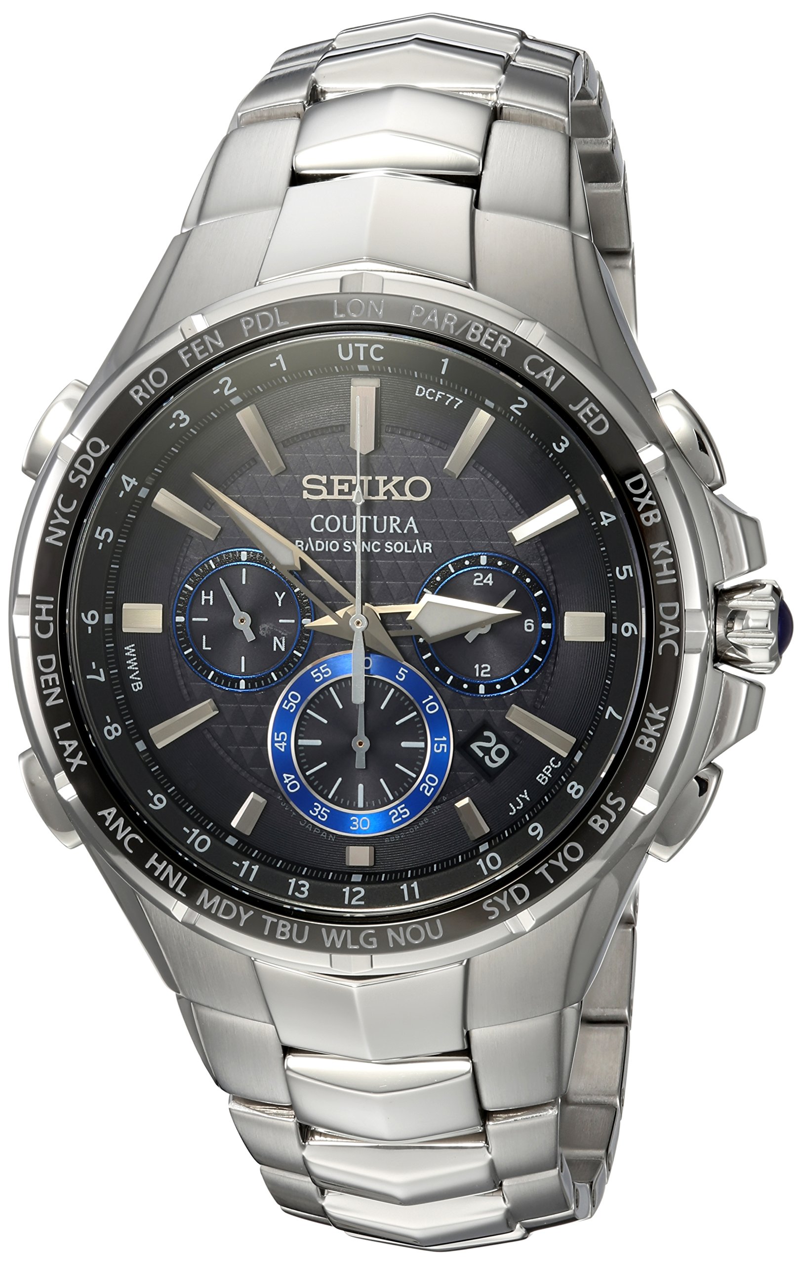 Seiko Men's COUTURA Stainless Steel Japanese-Quartz Watch with Stainless-Steel Strap, Silver, 26.3 (Model: SSG009) - $285(Regular $595)