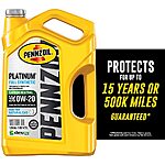5-Quart Pennzoil Platinum Full Synthetic 0W-20 Motor Oil 2 for $18.65 after $25 Rebate + Free S/H