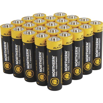 24pk AA or AAA Alkaline batteries $5 at Northern Tool