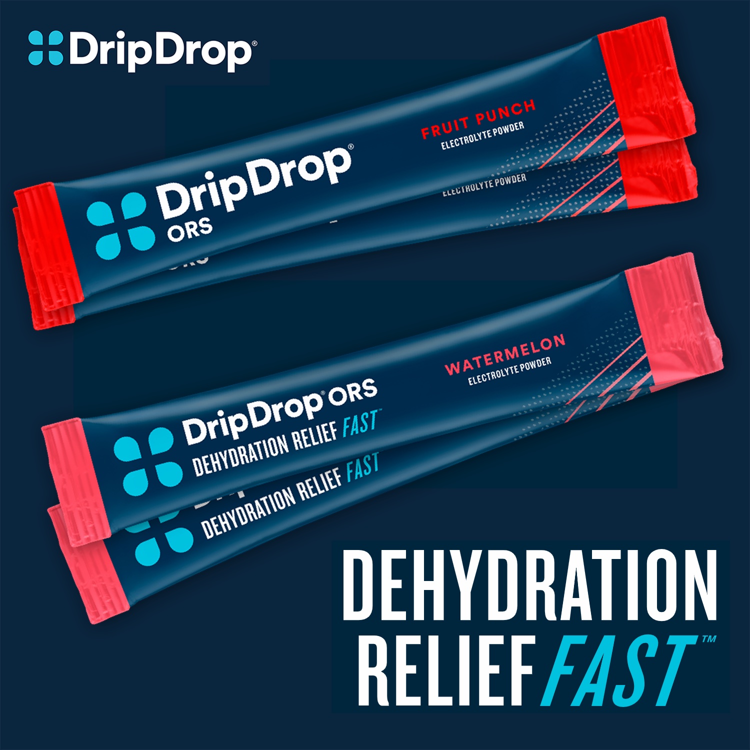 4-Pack DripDrop Hydration Relief Powders Sample