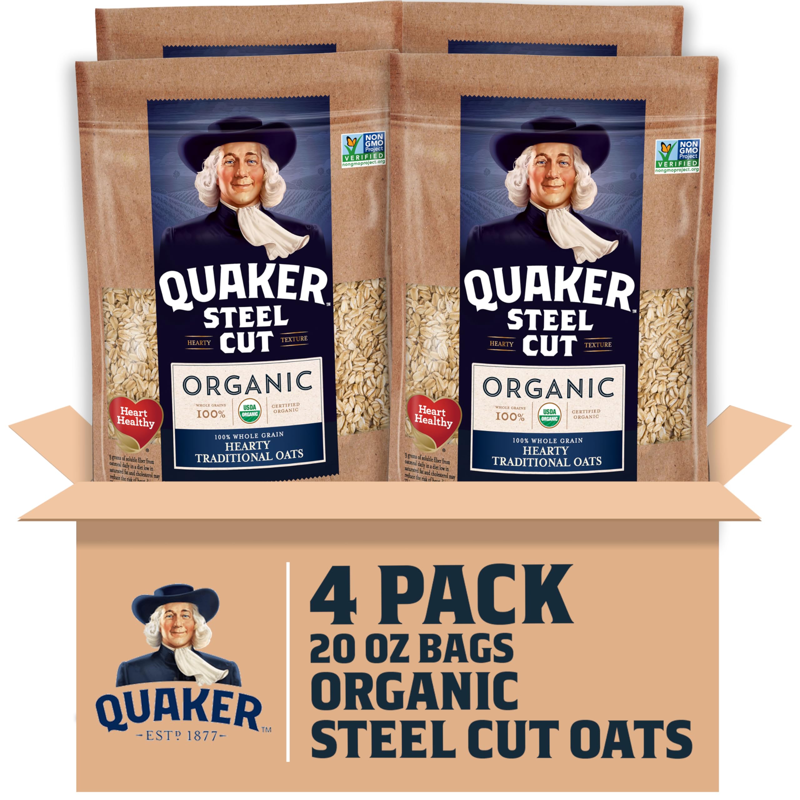 Quaker Steel Cut Oats 20oz Resealable Bags (Pack of 4) $7.83 w/15% S&S Amazon, $8.75 w/5% S&S