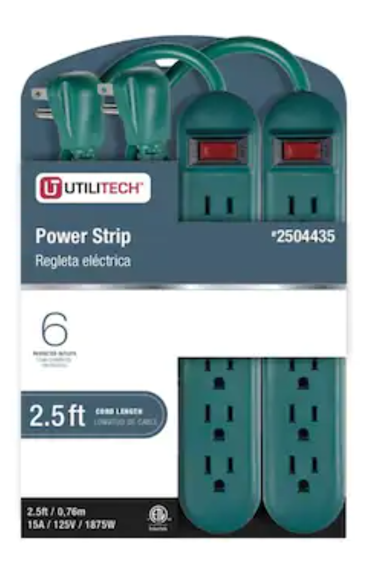 Utilitech 2 Pack- 6 Outlet Power Strip $0.80 - YMMV