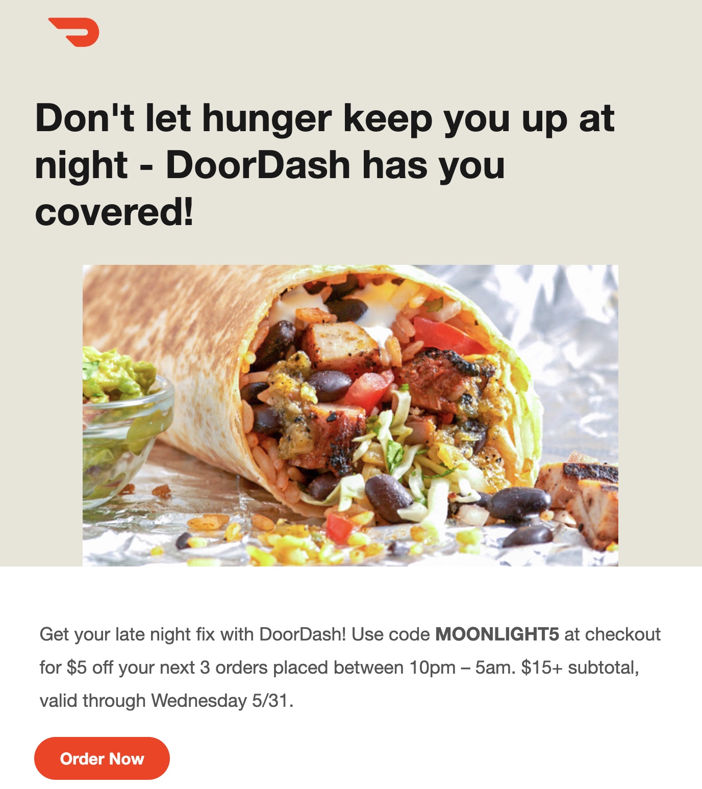 DoorDash 5 off 3 late night orders YMMV
